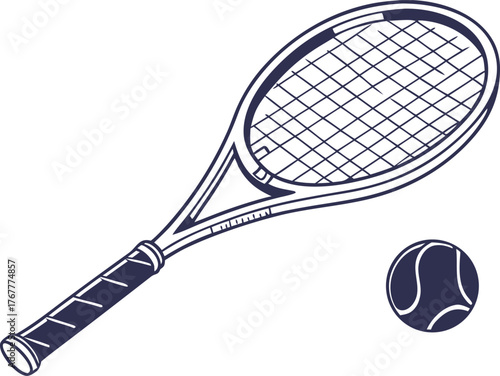 Simple tennis racket icon | Sport game vector symbol