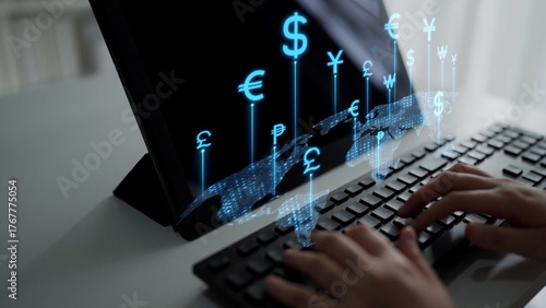 Bild auf Leinwand Currency exchange and fintech innovation in global money transfer, digital currency conversion, secure currency exchange platforms, and next-generation money exchange technologies
