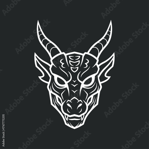 Dragon face icon logo flat vector design