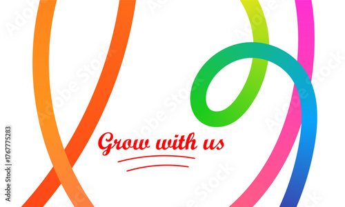 Grow With Us – Colorful Ribbon Lines Vector, Business Growth & Hiring
