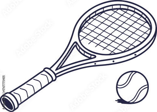 Simple tennis racket icon | Sport game vector symbol
