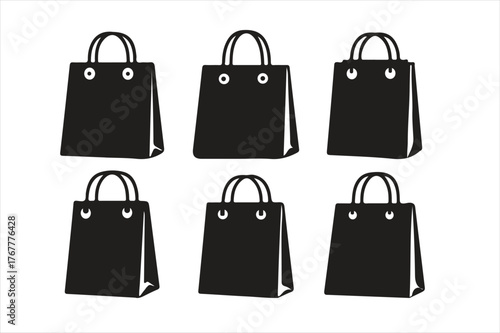 Set of paper shopping bags vector illustration for retail and fashion stores