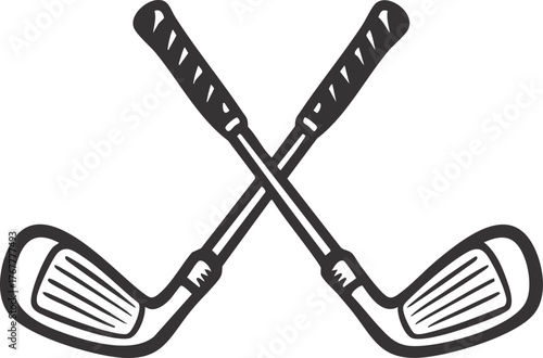 Golf clubs crossed sport equipment vector graphic