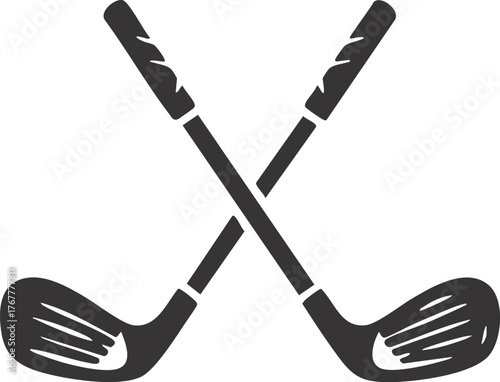 Golf clubs crossed sport equipment vector graphic