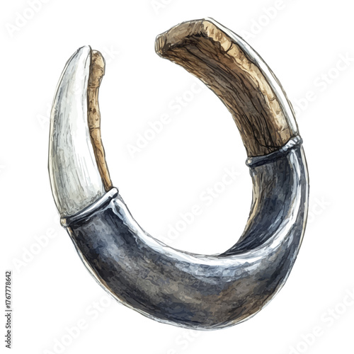 Silver Nostril Hoop, watercolor illustration vector, isolated on a white background.