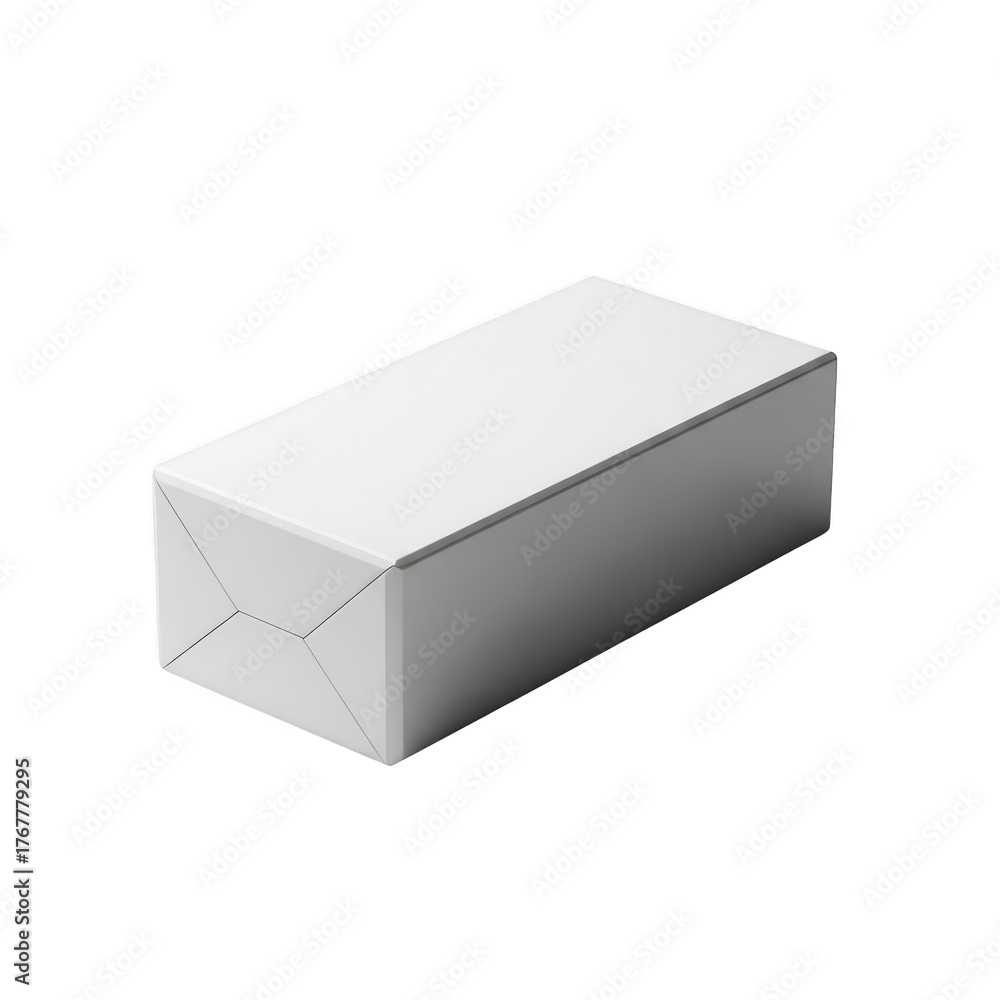 Fototapeta premium White paper wrapped rectangular object isolated on transparent background