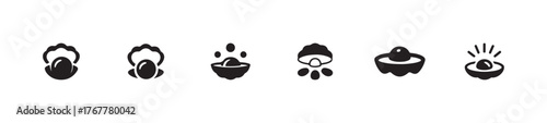 Oyster shell icon set, seashell icons, oyster and pearl logo, vector illustration eps 10.