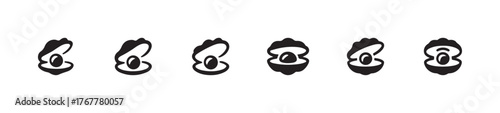 Oyster shell icon set, seashell icons, oyster and pearl logo, vector illustration eps 10.