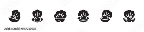 Simple oyster and pearl icons, pearl icon symbol sign, various pearl oyster shells, vector illustration eps 10.