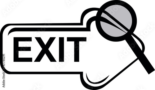 vector illustration drawing black and white concept icon arrow text and magnifying glass in searching for exit