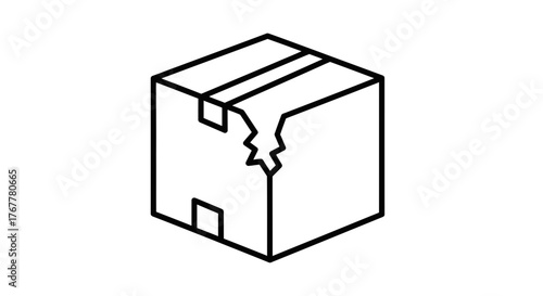 Illustrated Damaged Box: An Outline Depicting Shipping Concerns and Breakage
