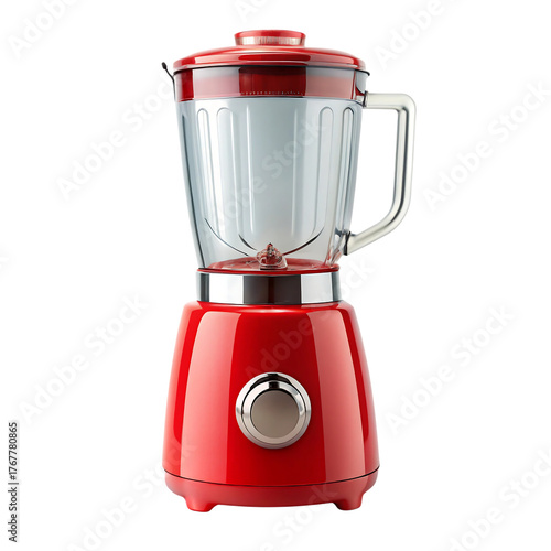 Retro style red kitchen blender with glass jug on black background