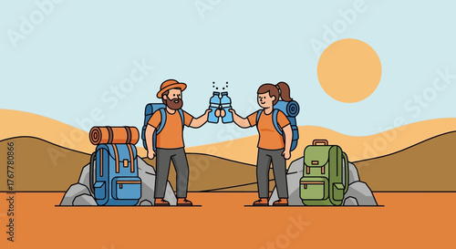 Hikers Celebrating Their Accomplishments Together While In The Wilderness Adventure