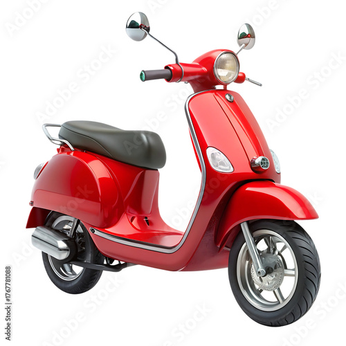 Classic red scooter modern design on black background for easy mobility