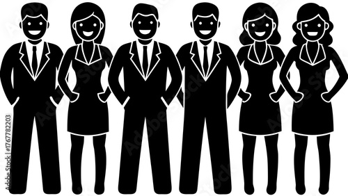 Diverse team of professionals standing together in solidarity and teamwork