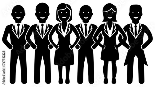 Diverse team of business professionals standing together in solidarity icon