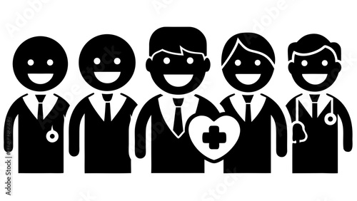 Team of doctors standing together showing support and care for their patients