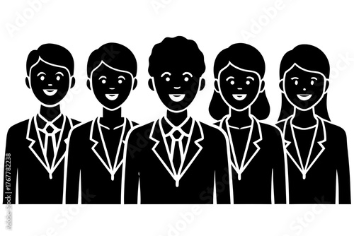 Diverse team of professionals standing together in a unified business group