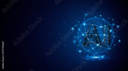 Digital technology of the future. AI icon or artificial intelligence symbol. Future advanced artificial intelligence technology circuit board concept	