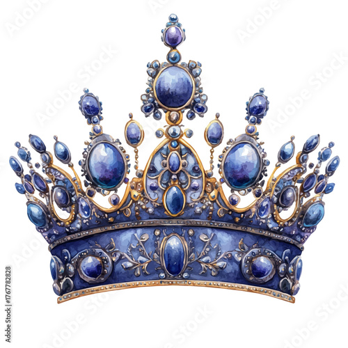 Royal Insignia Jewelry, watercolor vector, isolated on a white background.