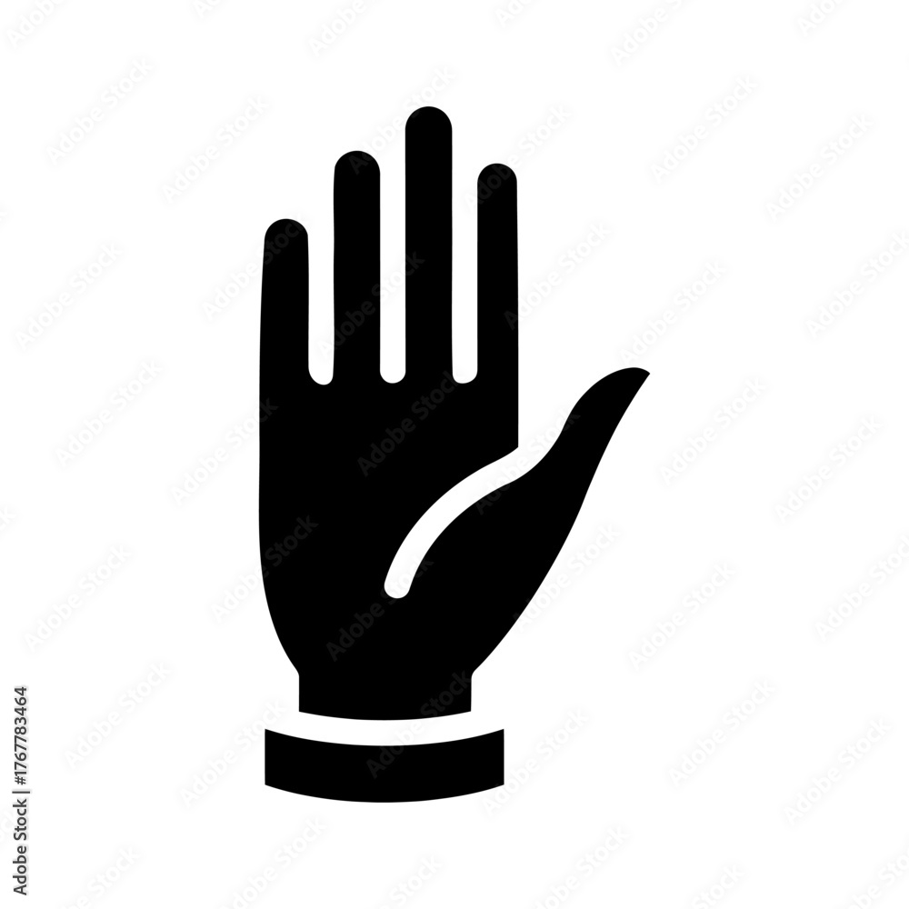 Obraz premium Vector art of black silhouette of an open hand with fingers raised