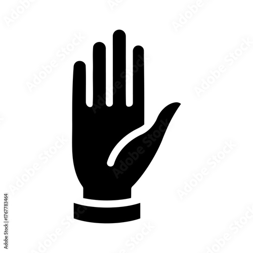 Vector art of black silhouette of an open hand with fingers raised