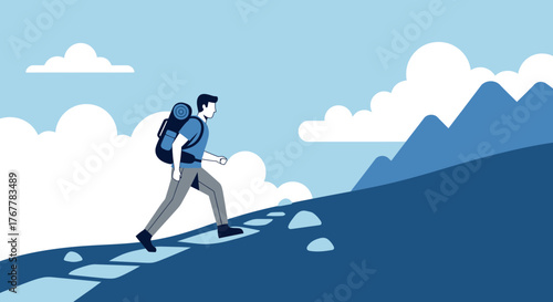Illustration Representing Journey Towards Achievement And Overcoming Challenges