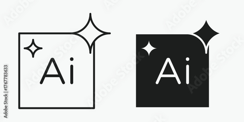 Modern AI innovation icon showing advanced technology and smart intelligence concept on a gray background, clean vector style in EPS format.
