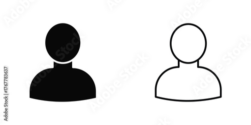 Vector art of two silhouette icons of a person, one black and one outline