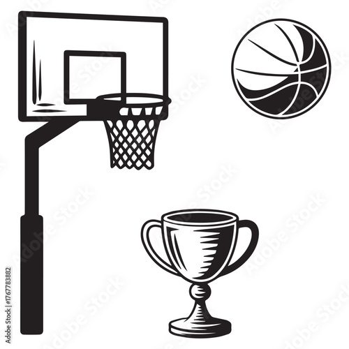 Basketball Sport Elements Icon Set Vector