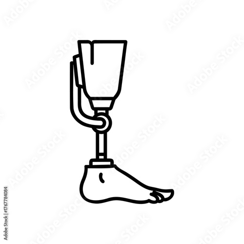 Vector art of prosthetic leg icon, medical limb prosthesis, artificial leg