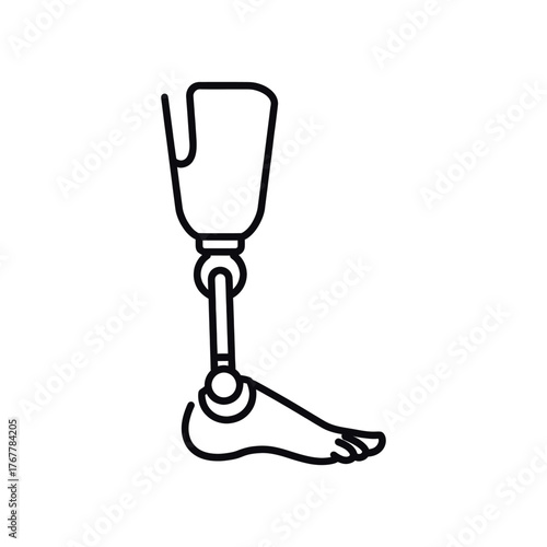 Vector art of prosthetic leg icon, medical symbol of an artificial limb for amputees