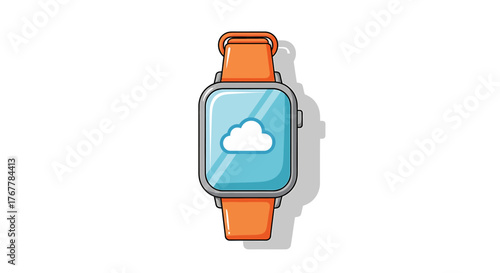 AI-generated smartwatch with cloud data synchronization, a modern Vector illustration