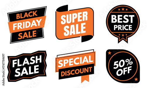 Special promotion badge collection, modern sale discount labels and best offer stickers for marketing design
