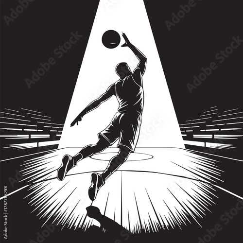 Basketball Player Jumping Silhouette Vector Icon
