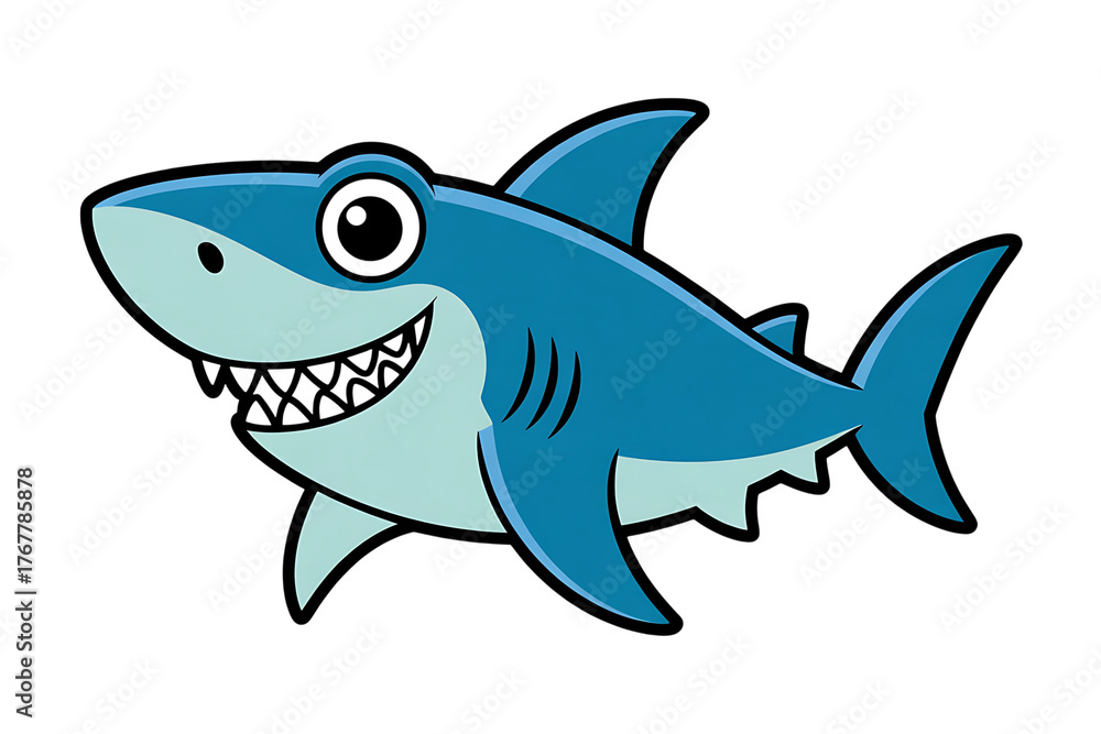 Fototapeta premium Cartoon shark illustration with a big smile