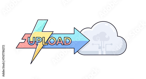 AI-Powered Upload Process Vector illustration of data transfer to cloud storage. imagefx_jjgbbz_via_RJ_ImageFX_Auto