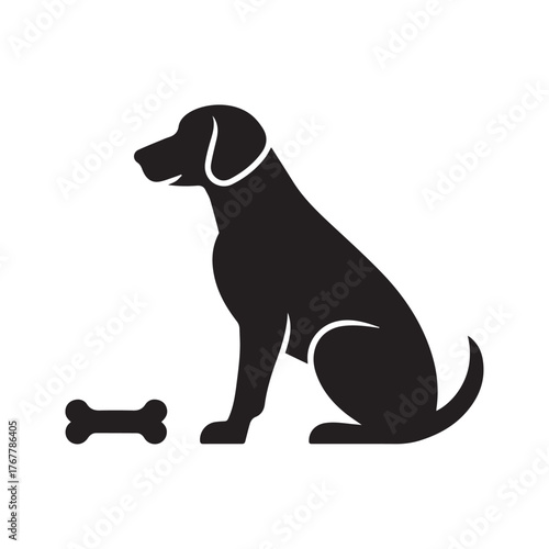 Dog with Bone Silhouette Vector Logo