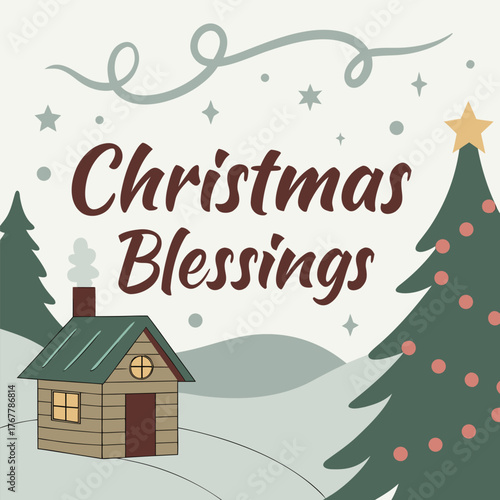 Festive christmas blessings design with holiday elements