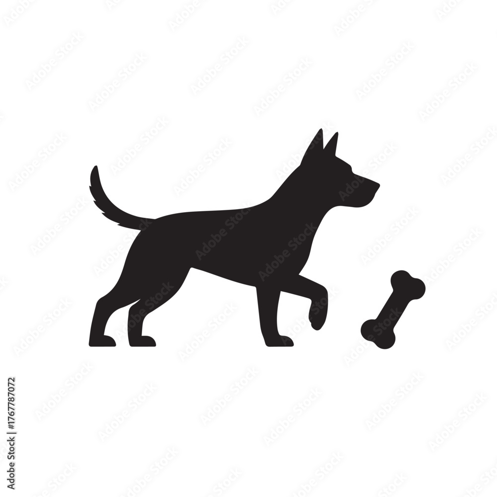 Obraz premium Dog with Bone Silhouette Vector Logo