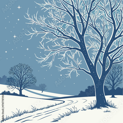 Abstract frosty night landscape with subtle textures