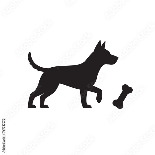 Dog with Bone Silhouette Vector Logo