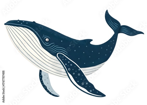 Bold Monochromatic Whale Vector Illustration