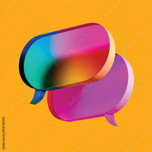Abstract Colorful Speech Bubbles on Orange Background Communication and Dialogue Concept for Modern Digital Interaction Representing Conversations and Chatting Platforms with Vibrant Design