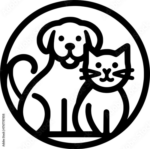 dog and cat logo design. pet care sign, symbol, vector, art