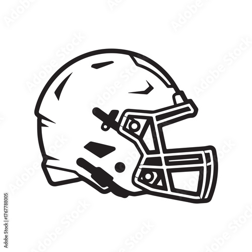 American Football Helmet Outline Vector Icon