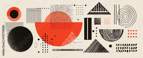 Abstract Composition with Geometric Shapes and Textures Creating a Modern Minimalist Design for Creative Projects and Graphic Art Applications