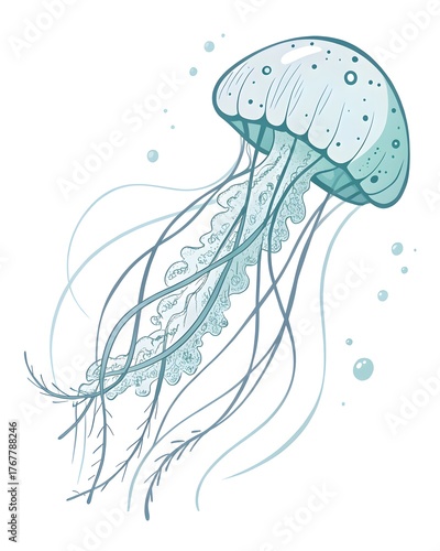 Minimalist Jellyfish Vector Design with Simple Lines