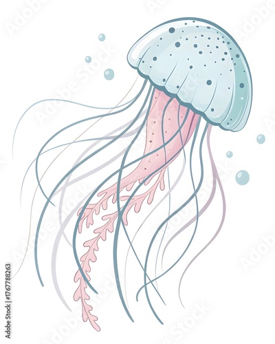 Minimalist Jellyfish Vector Design with Simple Lines