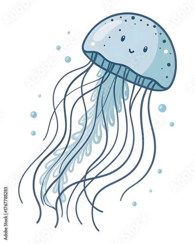 Minimalist Jellyfish Vector Design with Simple Lines